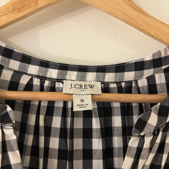 J. Crew Cotton Poplin Tiered Ruffle Mini Dress Black White Ruffled Gingham S - Picture 4 of 8